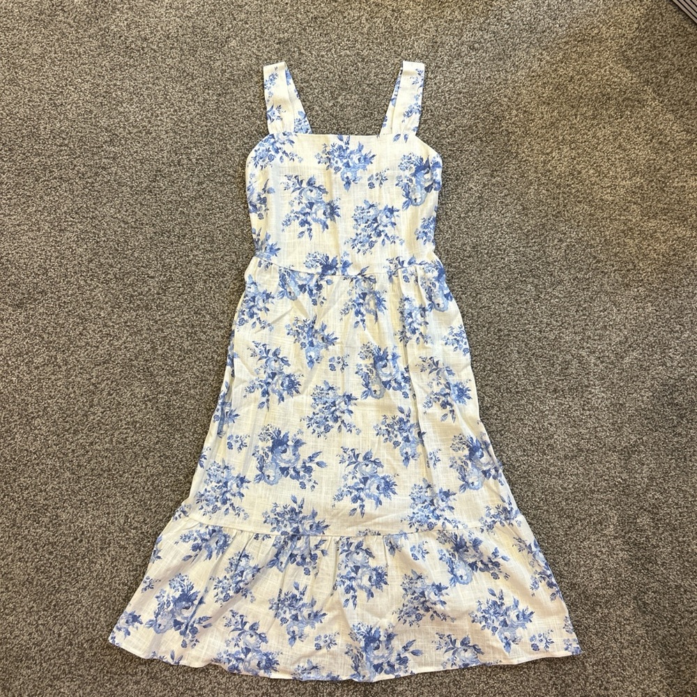 Floral Blue and White Dress
